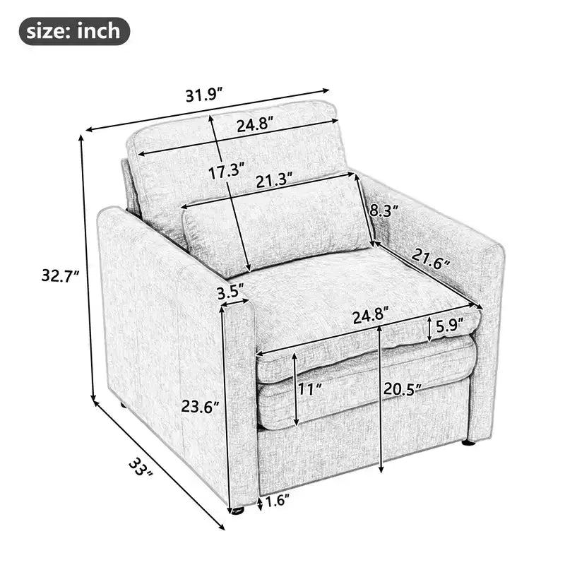 Fauteuil douillet MAYEERTY 31.9, grand canapé nuage confortable, canapé simple à double coussin pour salon, beige