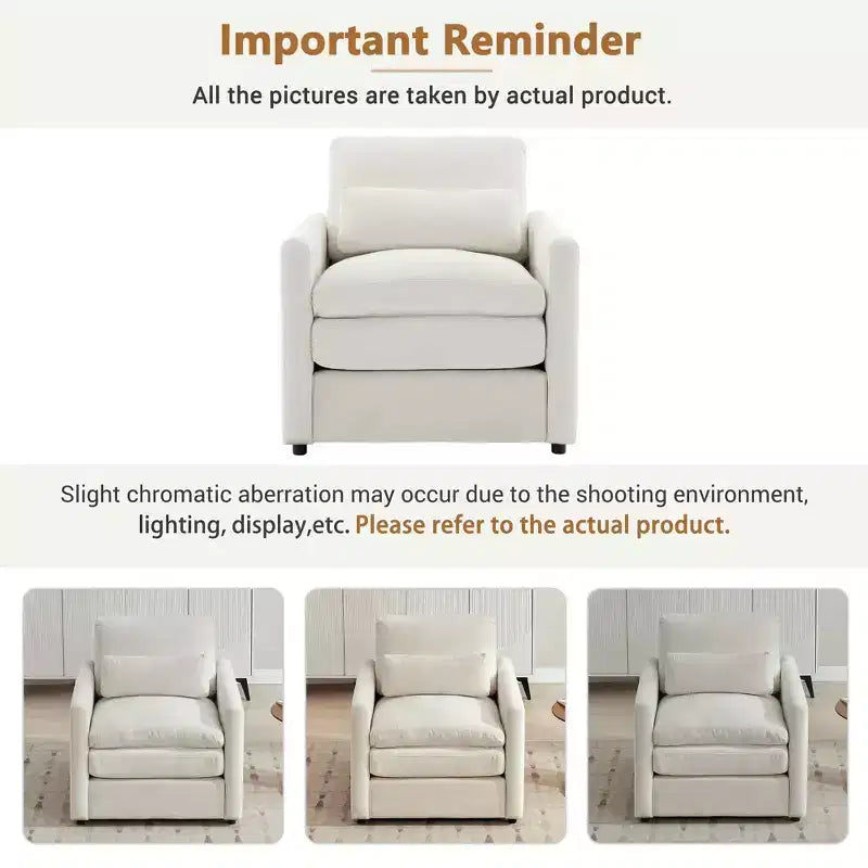 Fauteuil douillet MAYEERTY 31.9, grand canapé nuage confortable, canapé simple à double coussin pour salon, beige