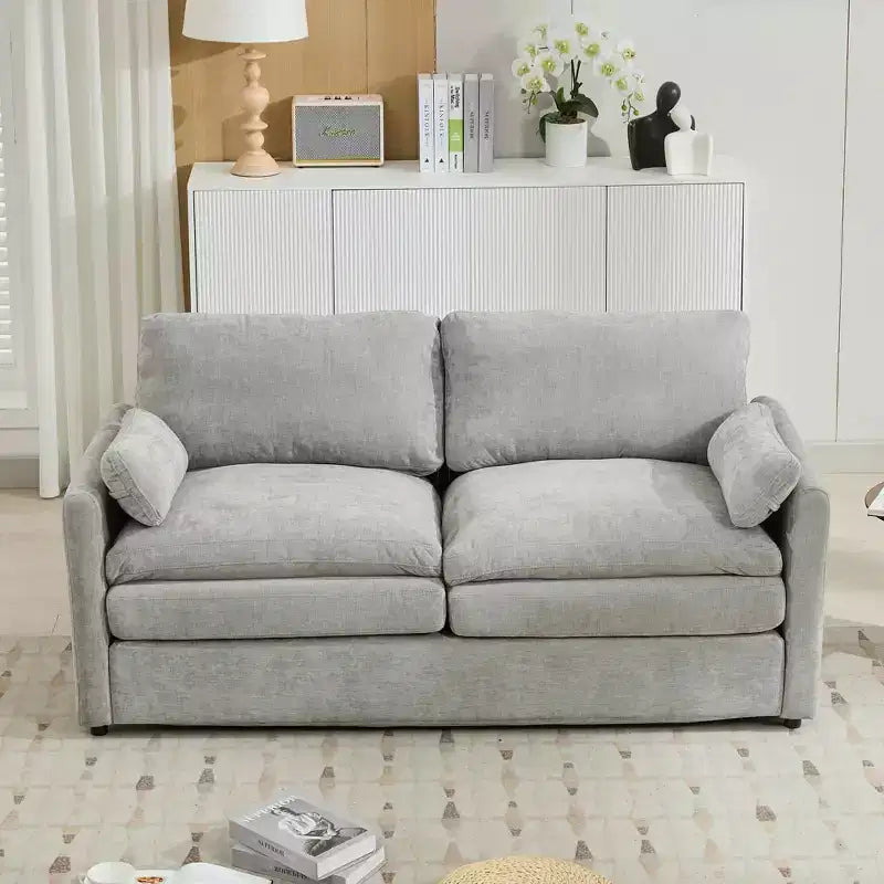 MAYEERTY 68.1 Cozy Upholstered Loveseat Sofa Overside Confy Cloud Sofa Double Cushion Couch for Living Room Light Gray