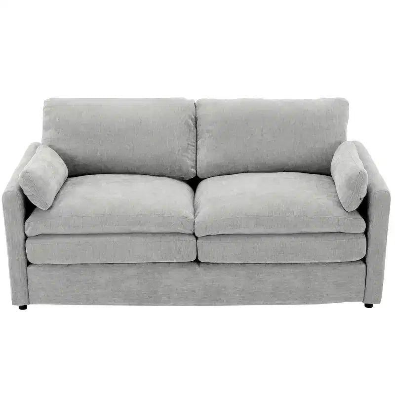 MAYEERTY 68.1 Cozy Upholstered Loveseat Sofa Overside Confy Cloud Sofa Double Cushion Couch for Living Room Light Gray