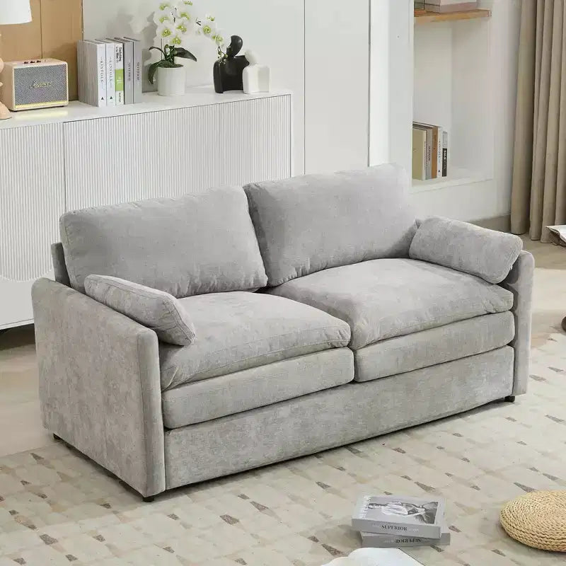 MAYEERTY 68.1 Cozy Upholstered Loveseat Sofa Overside Confy Cloud Sofa Double Cushion Couch for Living Room Light Gray