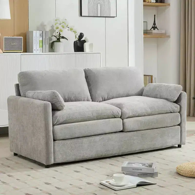 MAYEERTY 68.1 Cozy Upholstered Loveseat Sofa Overside Confy Cloud Sofa Double Cushion Couch for Living Room Light Gray