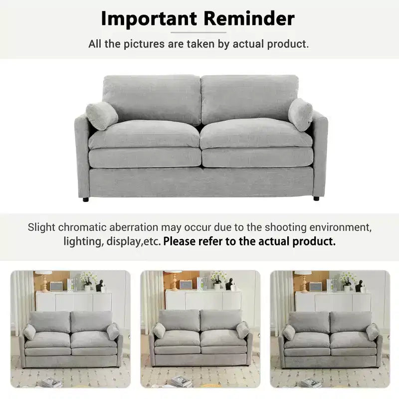 MAYEERTY 68.1 Cozy Upholstered Loveseat Sofa Overside Confy Cloud Sofa Double Cushion Couch for Living Room Light Gray