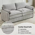 MAYEERTY 68.1 Cozy Upholstered Loveseat Sofa Overside Confy Cloud Sofa Double Cushion Couch for Living Room Light Gray
