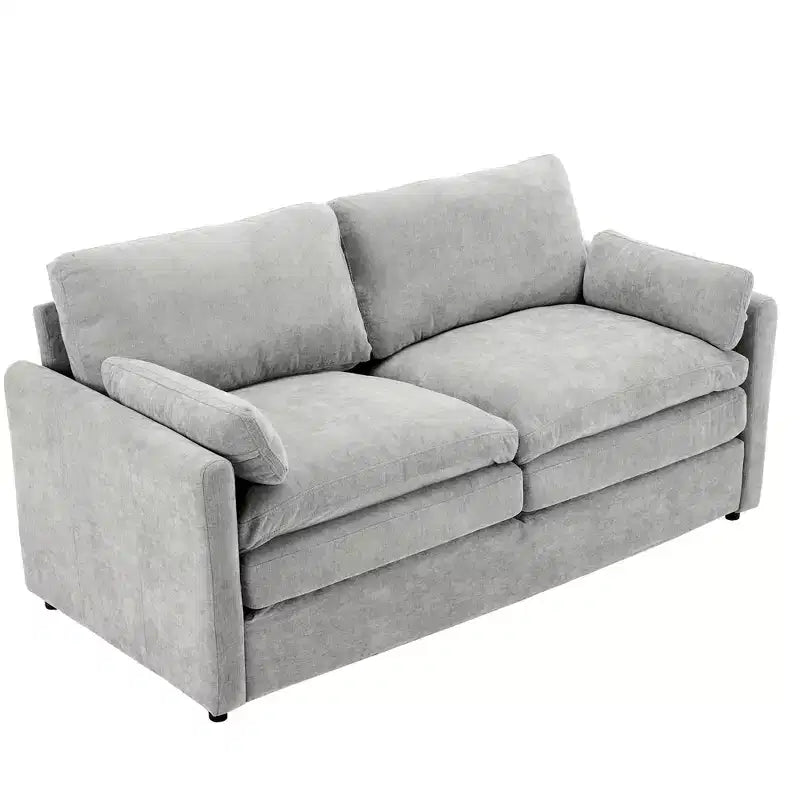 MAYEERTY 68.1 Cozy Upholstered Loveseat Sofa Overside Confy Cloud Sofa Double Cushion Couch for Living Room Light Gray
