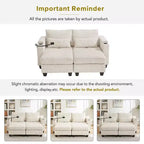 MAYEERTY Convertible Chaise Loveseat Sofa Bed Corduroy Sleeper Sofa with Ports Two Cup Holders for Living Room Beige