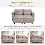 MAYEERTY Convertible Chaise Loveseat Sofa Bed Corduroy Sleeper Sofa with Ports Two Cup Holders for Living Room Brown
