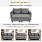 MAYEERTY Convertible Chaise Loveseat Sofa Bed Corduroy Sleeper Sofa with Ports Two Cup Holders for Living Room Gray