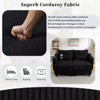 MAYEERTY Convertible Chaise Loveseat Sofa Bed Corduroy Sleeper Sofa with Ports Two Cup Holders for Living Room Black