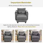 MAYEERTY Convertible Chaise Sofa Bed Corduroy Sleeper Sofa with Ports Cup Holders Ample Storage Space for Living Room Gray