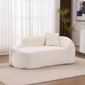 Whisen Compression Curved Chaise Longue, Modern Chenille Loveseat Couch with Deep Seat Sofa Bed, 1 Pillow - Milk White