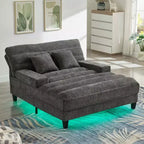 MAYEERTY Canapé chaise longue moderne 57,1 Canapé-lit en chenille avec dossier réglable pour salon Gris