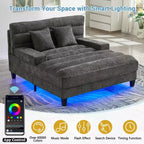 MAYEERTY Canapé chaise longue moderne 57,1 Canapé-lit en chenille avec dossier réglable pour salon Gris