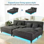 MAYEERTY Canapé chaise longue moderne 57,1 Canapé-lit en chenille avec dossier réglable pour salon Gris