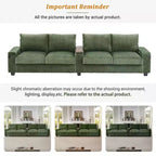 MAYEERTY 4 Seater Corduroy Sofa Couch 133 Modern Sofa with Ports Hidden Storage Arms Flip Top Cup Holders for Living Room Green