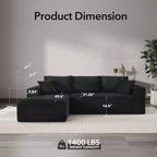 Canapé modulaire en forme de L de 274 cm, canapé moderne en velours côtelé, siège profond et moelleux sans structure, méridienne droite, sans assemblage, meuble de salon
