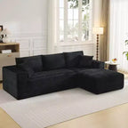 Canapé modulaire en forme de L de 274 cm, canapé moderne en velours côtelé, siège profond et moelleux sans structure, méridienne droite, sans assemblage, meuble de salon
