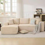 Canapé modulaire en forme de L de 274 cm, canapé moderne en velours côtelé, siège profond et moelleux sans structure, méridienne droite, sans assemblage, meuble de salon