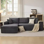 Canapé modulaire en forme de L de 274 cm, canapé moderne en velours côtelé, siège profond et moelleux sans structure, méridienne droite, sans assemblage, meuble de salon