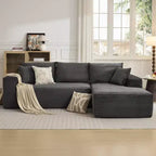 Canapé modulaire en forme de L de 274 cm, canapé moderne en velours côtelé, siège profond et moelleux sans structure, méridienne droite, sans assemblage, meuble de salon