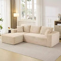 108'' L-Shaped Modular Sectional Sofa  Modern Corduroy Couch, Deep Soft Boneless Seat, Right Chaise, No Assembly, Living Room Furniture