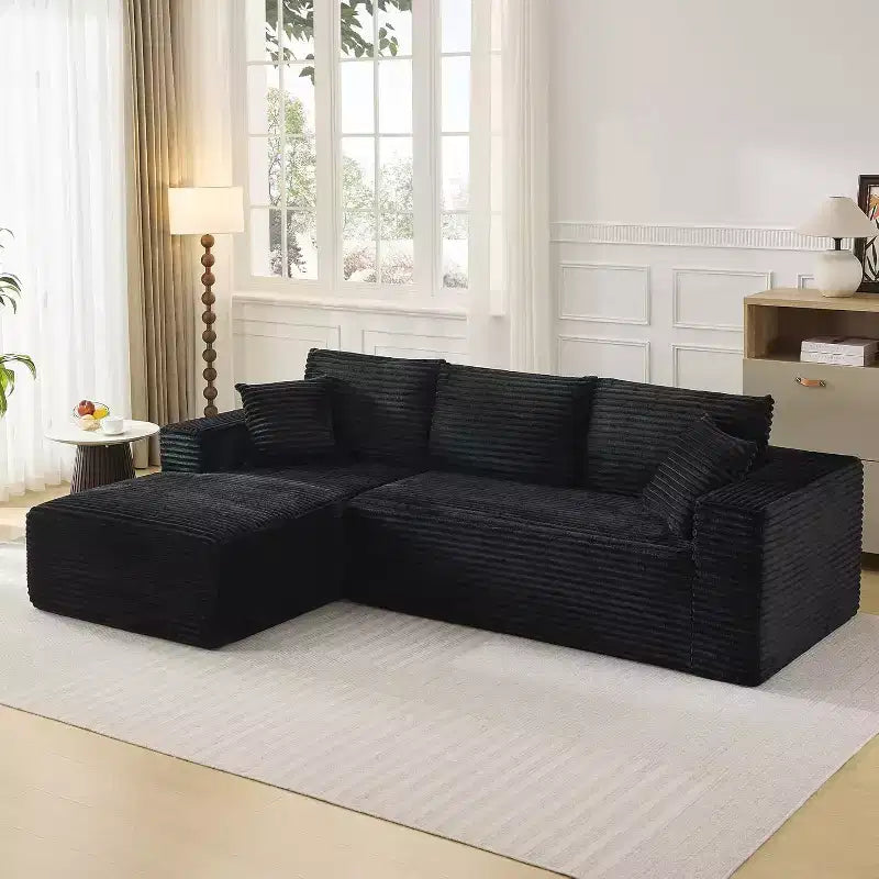 Canapé modulaire en forme de L de 274 cm, canapé moderne en velours côtelé, siège profond et moelleux sans structure, méridienne droite, sans assemblage, meuble de salon