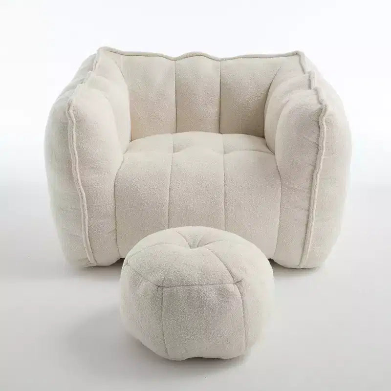 Fauteuil poire souple avec mousse haute résilience, canapé paresseux carré avec repose-pieds, housse pour adultes pour jouer, lire ou regarder la télévision