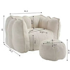 Fauteuil poire souple avec mousse haute résilience, canapé paresseux carré avec repose-pieds, housse pour adultes pour jouer, lire ou regarder la télévision