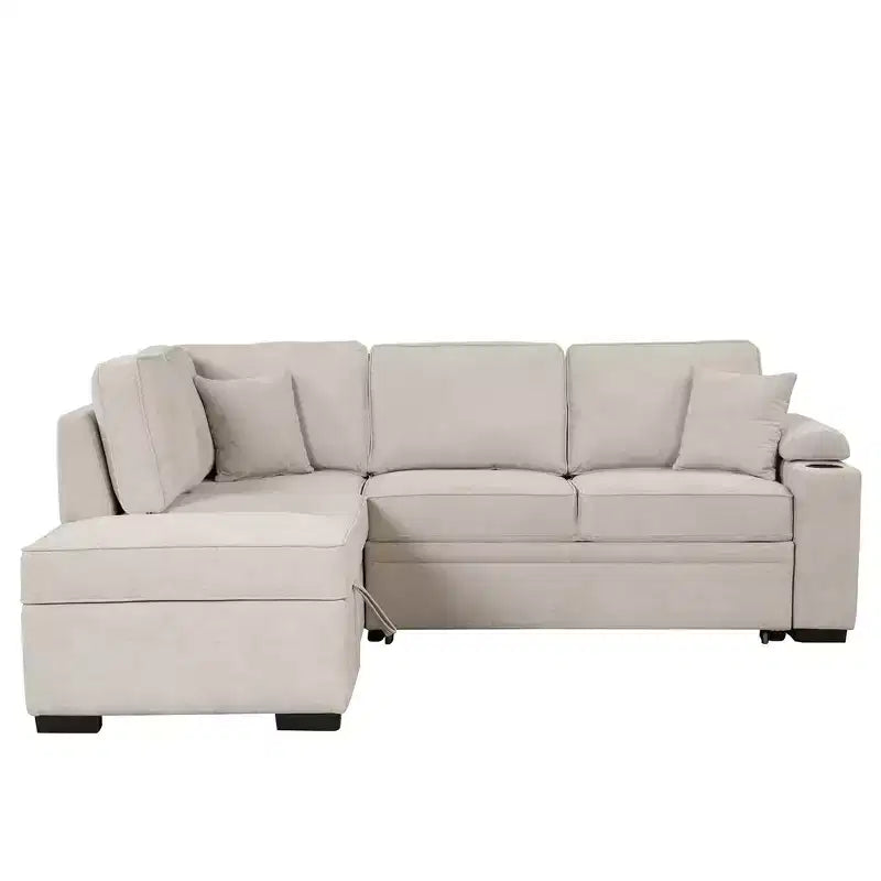 84.75 Sleeper Sofa Bed 2 in 1 Pull Out sofa bed L Shape Couch with Storage Ottoman for Living Room Bedroom Couch and Small Apartment