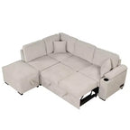 84.75 Sleeper Sofa Bed 2 in 1 Pull Out sofa bed L Shape Couch with Storage Ottoman for Living Room Bedroom Couch and Small Apartment