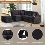 84.75 Sleeper Sofa Bed 2 in 1 Pull Out sofa bed L Shape Couch with Storage Ottoman for Living Room Bedroom Couch and Small Apartment