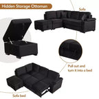 84.75 Sleeper Sofa Bed 2 in 1 Pull Out sofa bed L Shape Couch with Storage Ottoman for Living Room Bedroom Couch and Small Apartment