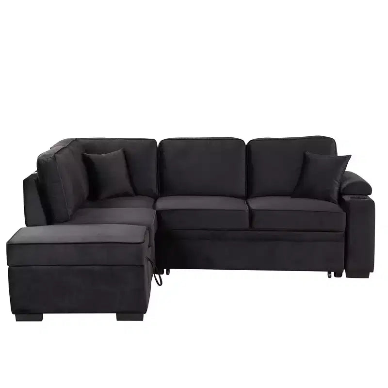 84.75 Sleeper Sofa Bed 2 in 1 Pull Out sofa bed L Shape Couch with Storage Ottoman for Living Room Bedroom Couch and Small Apartment