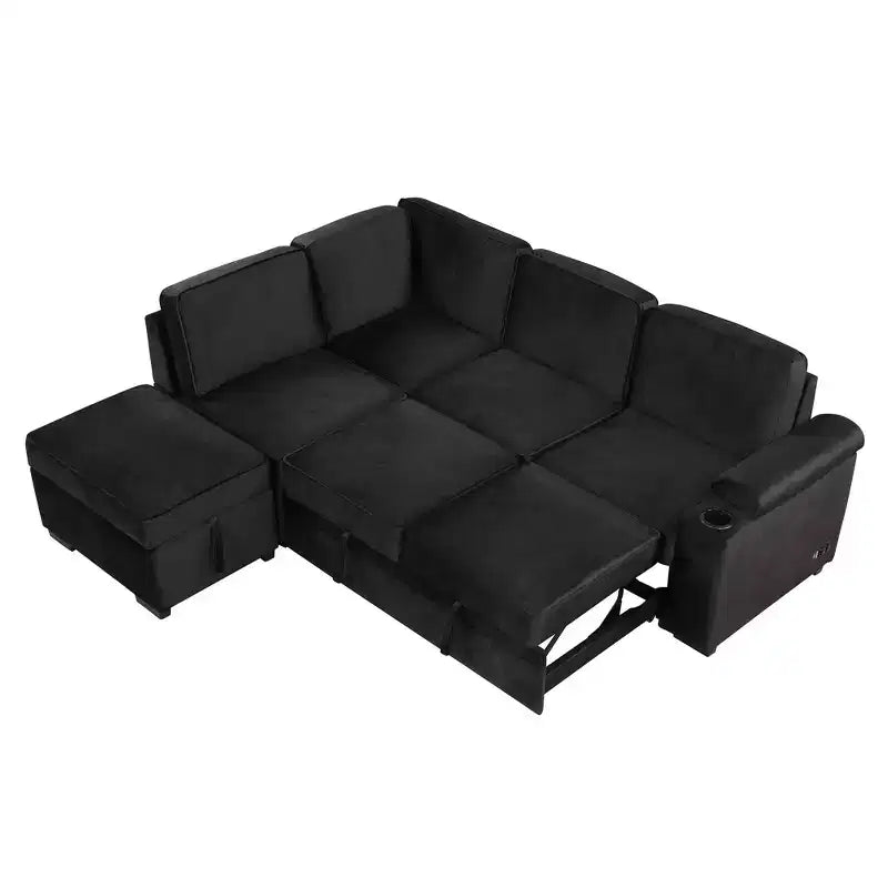 84.75 Sleeper Sofa Bed 2 in 1 Pull Out sofa bed L Shape Couch with Storage Ottoman for Living Room Bedroom Couch and Small Apartment