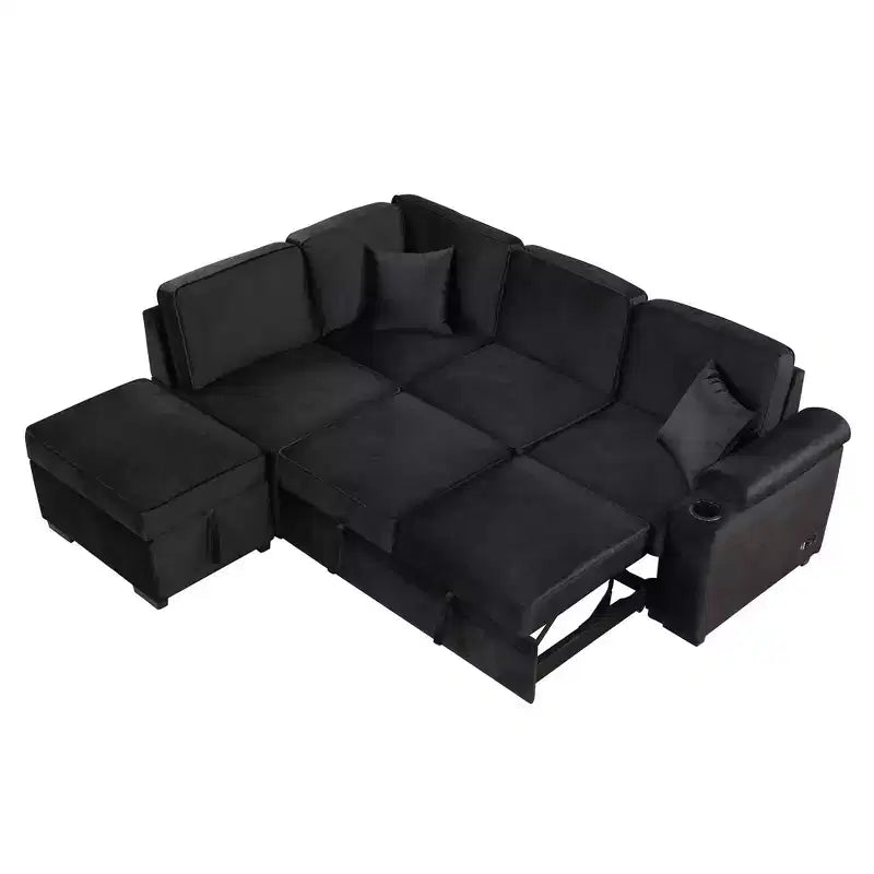 84.75 Sleeper Sofa Bed 2 in 1 Pull Out sofa bed L Shape Couch with Storage Ottoman for Living Room Bedroom Couch and Small Apartment