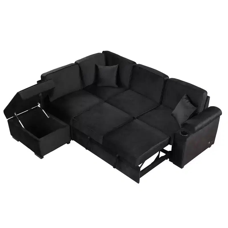84.75 Sleeper Sofa Bed 2 in 1 Pull Out sofa bed L Shape Couch with Storage Ottoman for Living Room Bedroom Couch and Small Apartment