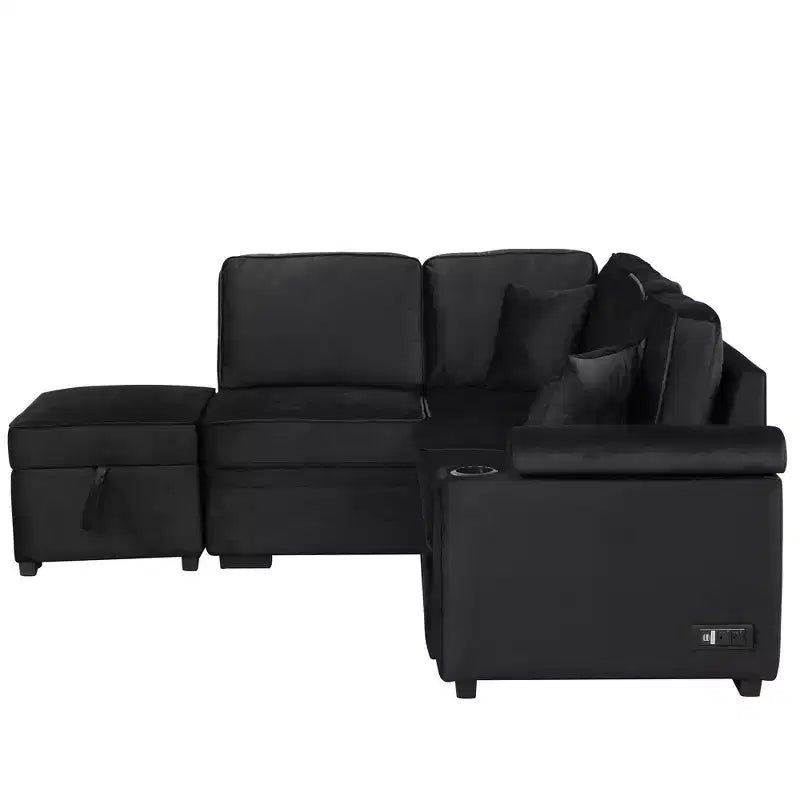 84.75 Sleeper Sofa Bed 2 in 1 Pull Out sofa bed L Shape Couch with Storage Ottoman for Living Room Bedroom Couch and Small Apartment
