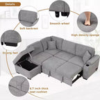 84.75 Sleeper Sofa Bed 2 in 1 Pull Out sofa bed L Shape Couch with Storage Ottoman for Living Room Bedroom Couch and Small Apartment