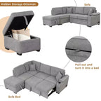 84.75 Sleeper Sofa Bed 2 in 1 Pull Out sofa bed L Shape Couch with Storage Ottoman for Living Room Bedroom Couch and Small Apartment