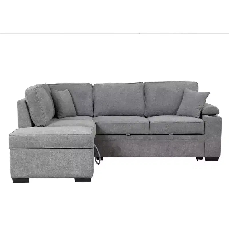 84.75 Sleeper Sofa Bed 2 in 1 Pull Out sofa bed L Shape Couch with Storage Ottoman for Living Room Bedroom Couch and Small Apartment