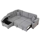84.75 Sleeper Sofa Bed 2 in 1 Pull Out sofa bed L Shape Couch with Storage Ottoman for Living Room Bedroom Couch and Small Apartment
