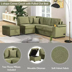 84.75 Sleeper Sofa Bed 2 in 1 Pull Out sofa bed L Shape Couch with Storage Ottoman for Living Room Bedroom Couch and Small Apartment