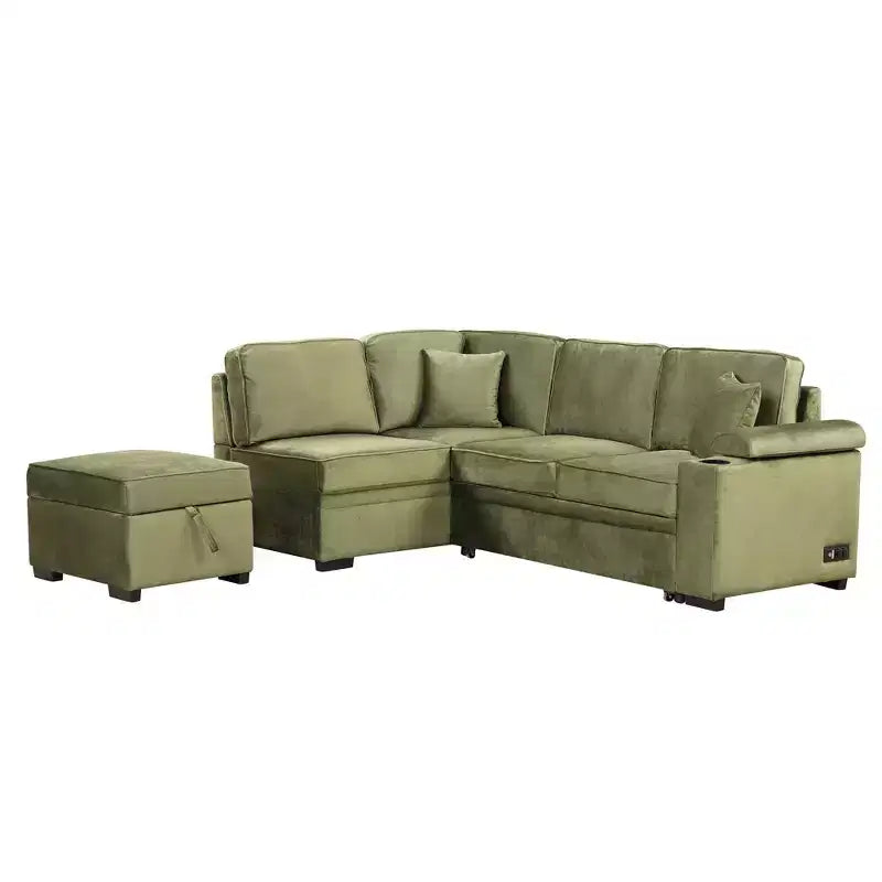 84.75 Sleeper Sofa Bed 2 in 1 Pull Out sofa bed L Shape Couch with Storage Ottoman for Living Room Bedroom Couch and Small Apartment