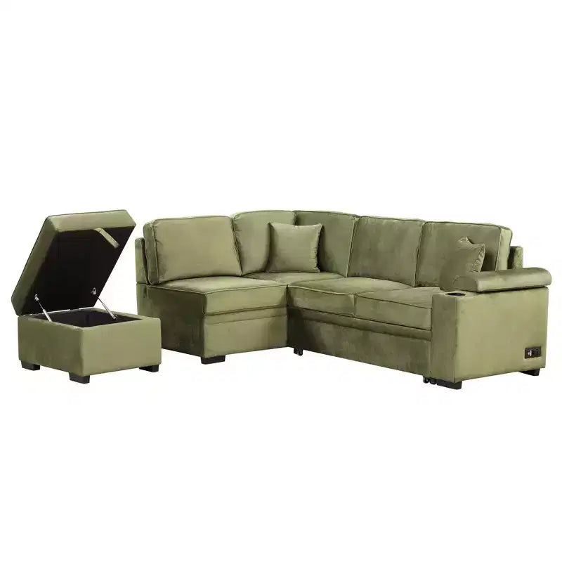 84.75 Sleeper Sofa Bed 2 in 1 Pull Out sofa bed L Shape Couch with Storage Ottoman for Living Room Bedroom Couch and Small Apartment