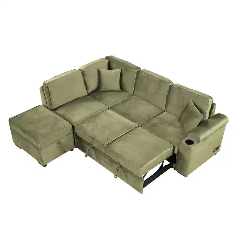 84.75 Sleeper Sofa Bed 2 in 1 Pull Out sofa bed L Shape Couch with Storage Ottoman for Living Room Bedroom Couch and Small Apartment