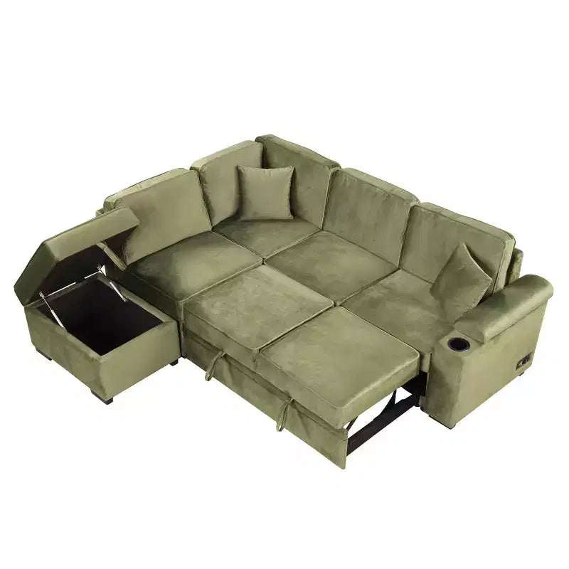 84.75 Sleeper Sofa Bed 2 in 1 Pull Out sofa bed L Shape Couch with Storage Ottoman for Living Room Bedroom Couch and Small Apartment