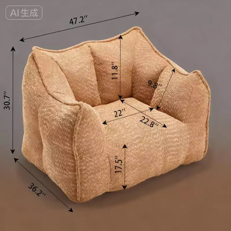 Sofa chairs with highly resilient foam for living rooms and bedrooms, comfortable square lazy sofas, sofas for adults to play, read and watch TV