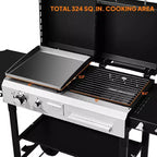 Barbecue Karl Home 2-en-1 à gaz propane et charbon de bois, plaque de cuisson plate de 12 000 BTU et barbecue au charbon de bois avec couvercle