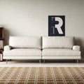 Luck Live Modern 86.61 Fabric Sofa with Down Back Cushions, Foam Seat, Solid Wood Frame & Metal Legs