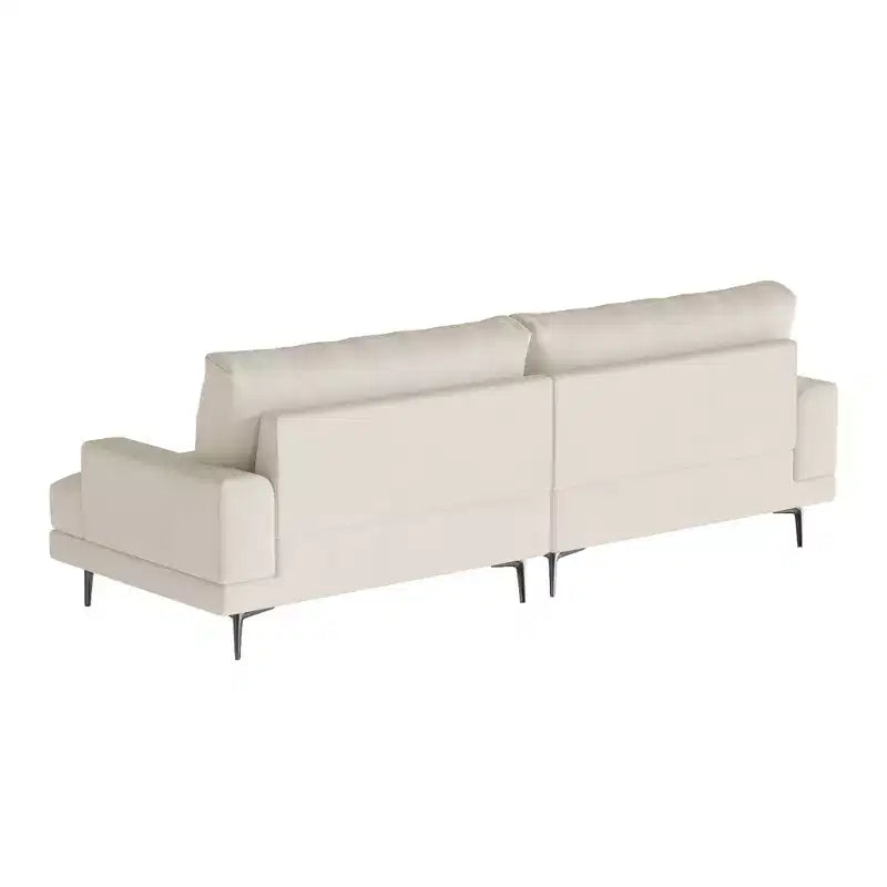 Luck Live Modern 86.61 Fabric Sofa with Down Back Cushions, Foam Seat, Solid Wood Frame & Metal Legs